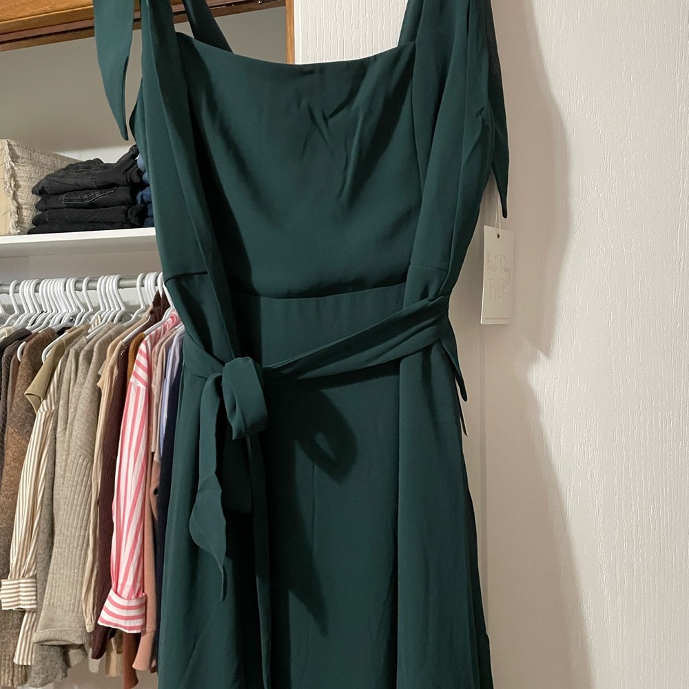 Show Me Your MuMu Dark Green Midi Dress with Tie Straps